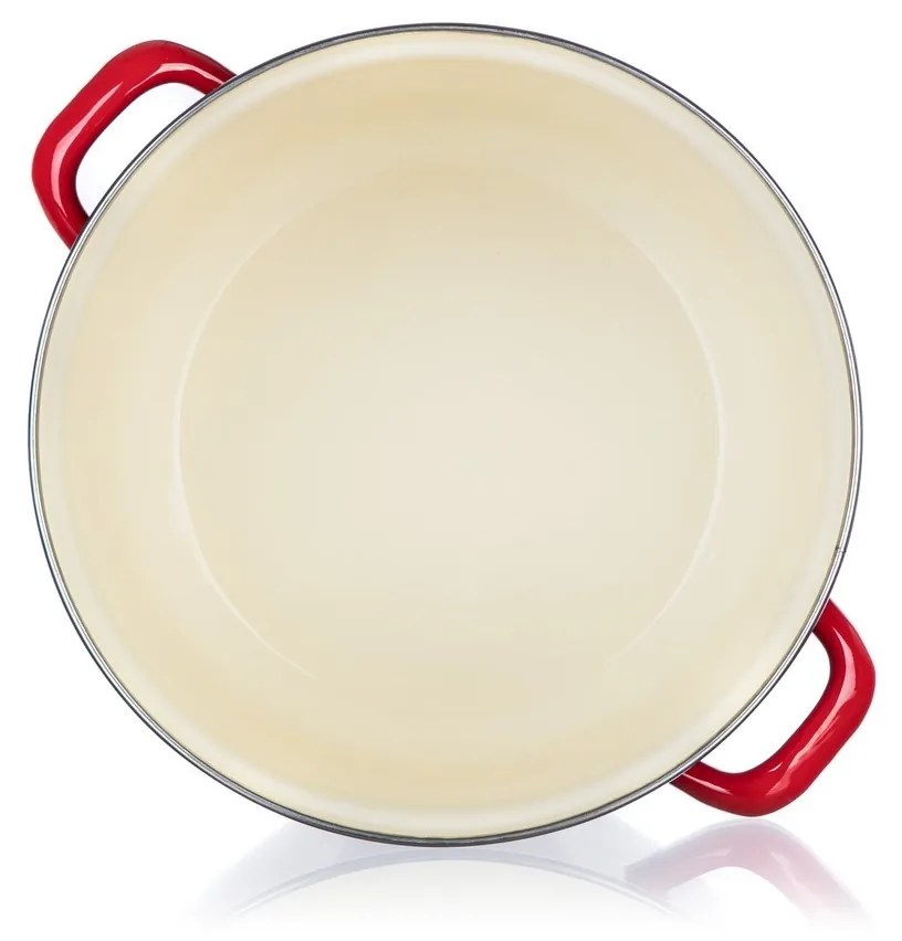 Banquet Milton zománcozott edény fedővel piros , 24 cm, 5,9 l, 24 cm
