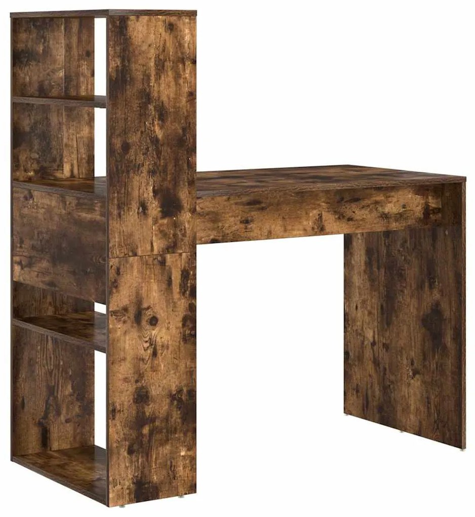 Asztal polcokkal Füstölt tölgy 113 x 54 x 120 cm Faanyag