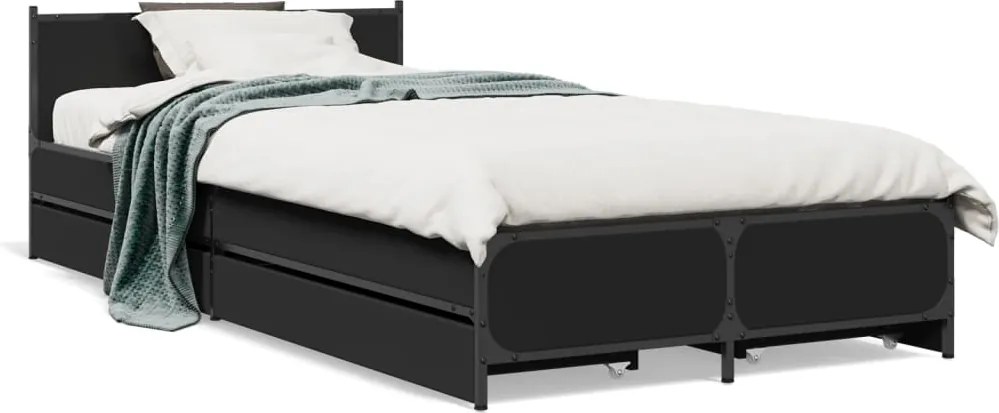 vidaXL fekete szerelt fa ágykeret 90 x 200 cm