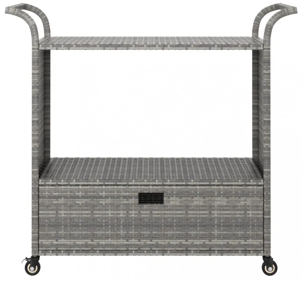 szürke polyrattan bárkocsi fiókkal 100 x 45 x 97 cm