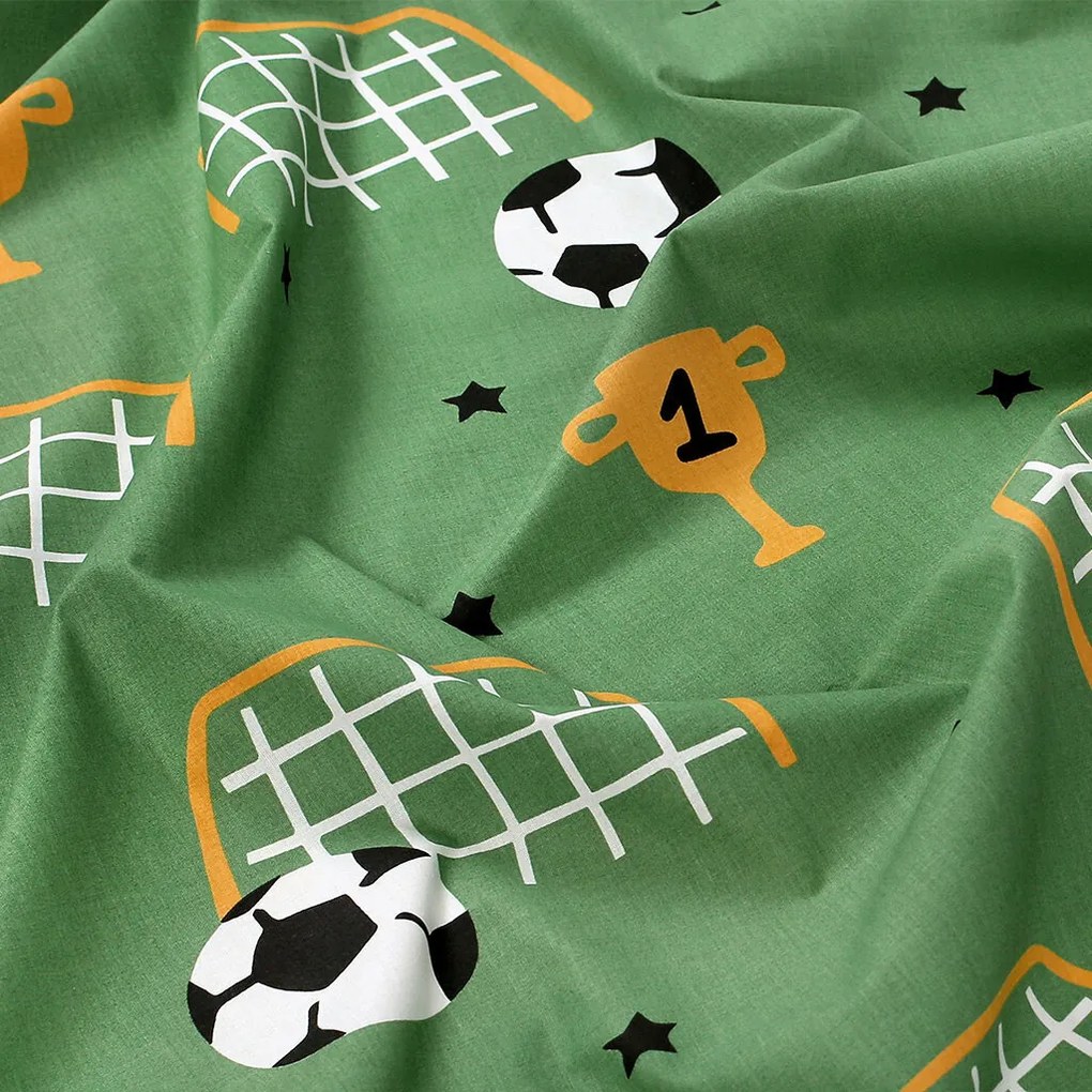 Goldea gyermek pamut ágyneműhuzat duo - futballvilág, sárga hátoldal 150 x 200 és 50 x 60 cm