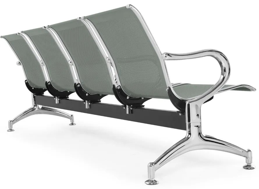 Fém pad a váróterembe REST, 4 ülés, szürke