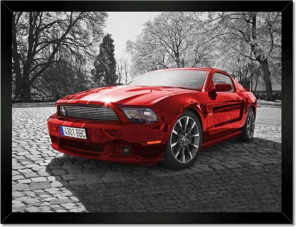 Poszterek keretben 40x30 Piros Mustang