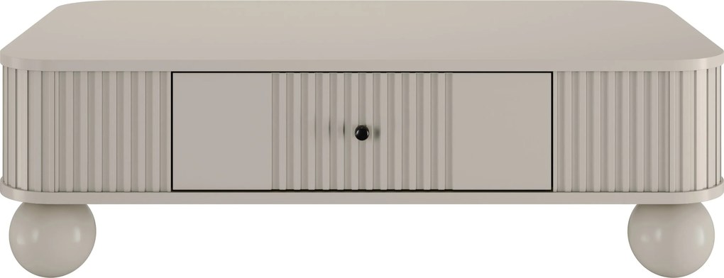 Vesper dohányzóasztal 103x60 cm fiókkal - kasmír / fekete fogantyú / gömb lábak