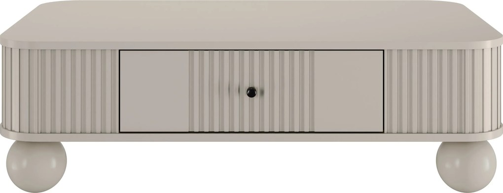 Vesper fiókos dohányzóasztal 103x60 cm - kasmír / fekete fogantyúk / gömb alakú lábak