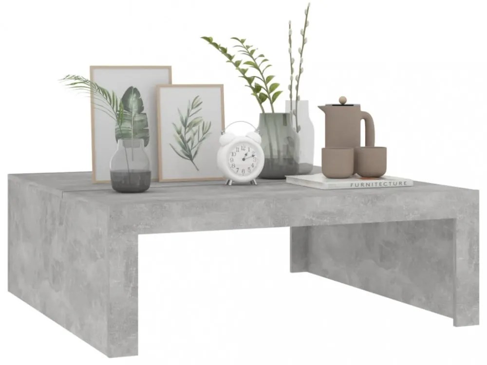 betonszürke szerelt fa dohányzóasztal 100 x 100 x 35 cm