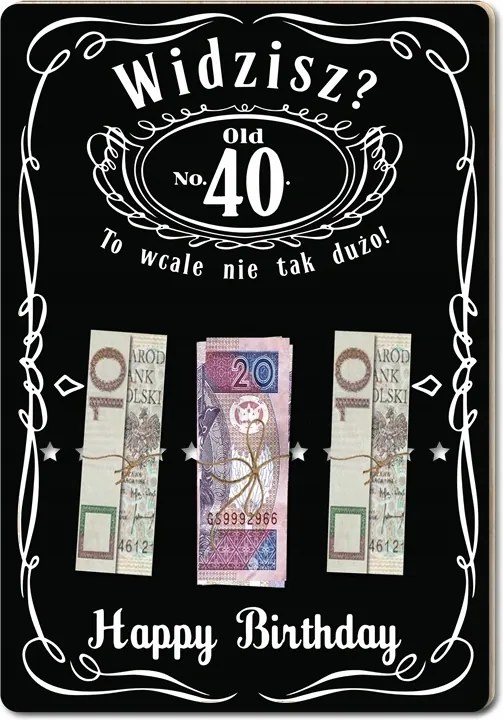 40 – Egyáltalán nem olyan sok! Ajándék Keret tábla kártya születésnapra Fekete-Fehér