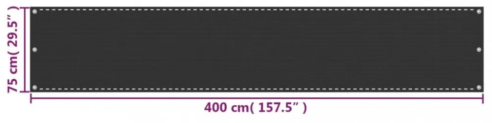 balkon napellenző HDPE 75x400 cm Antracit