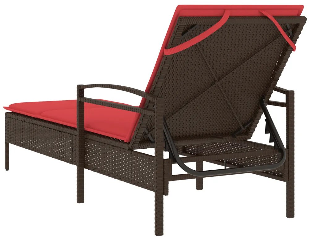 Napozóágy Párnával Barna 63x200x81 cm Poli Rattan