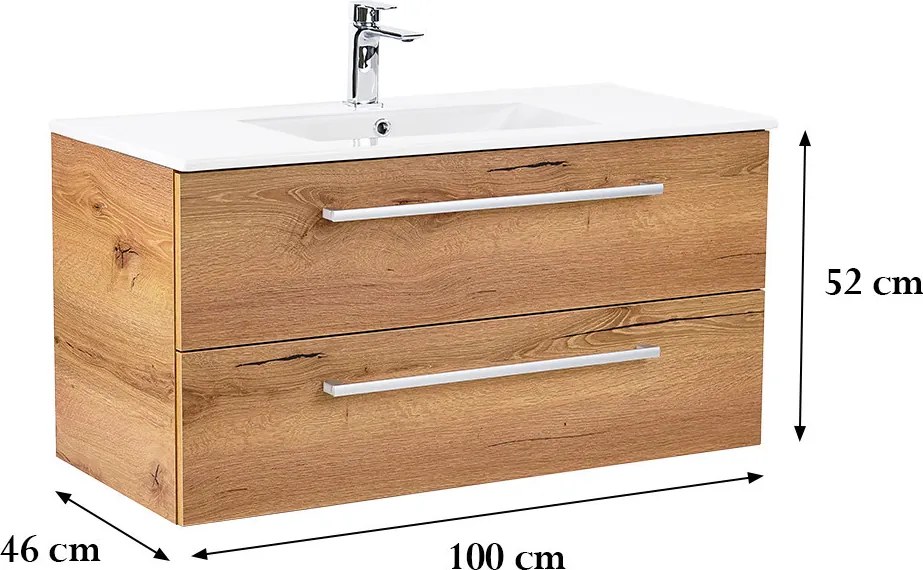 Vario Clam 100 alsó szekrény mosdóval tölgy-tölgy