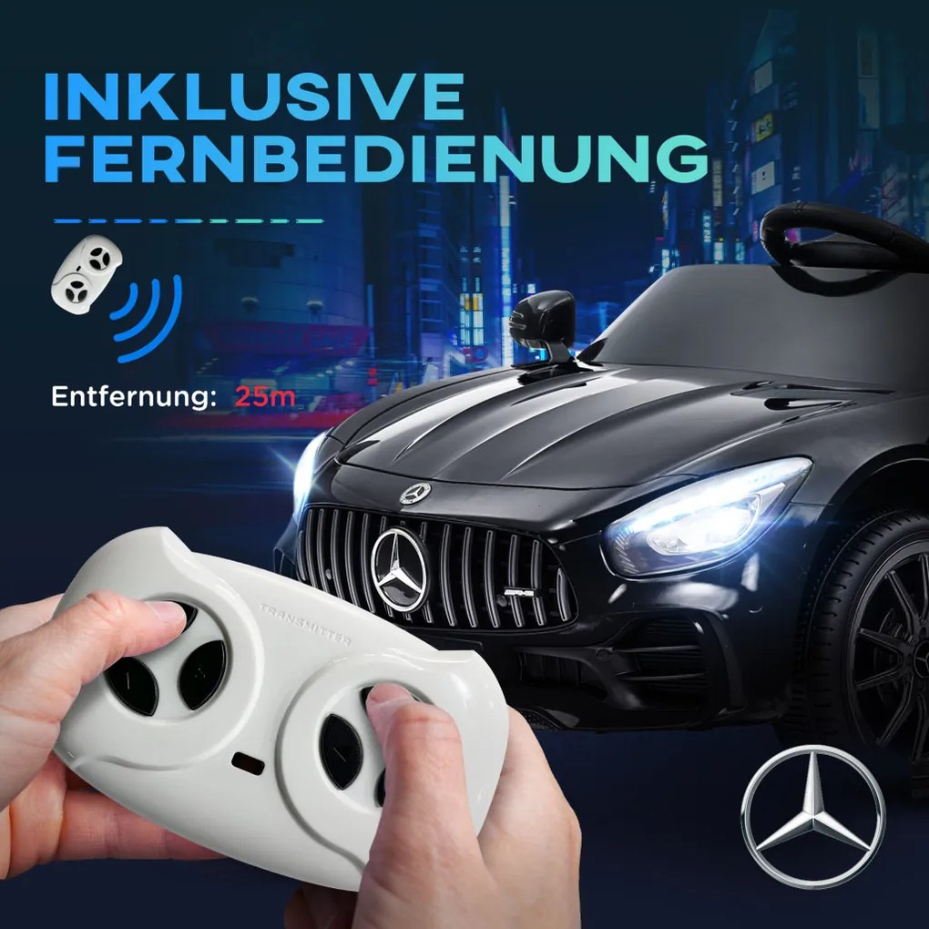 AIYAPLAY Elektromos gyerekautó, Mercedes, 3-5 km/h, távirányító, fények és zene, fekete