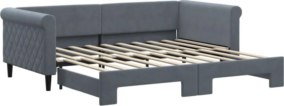 vidaXL sötétszürke kihúzható bársony heverő 90 x 190 cm