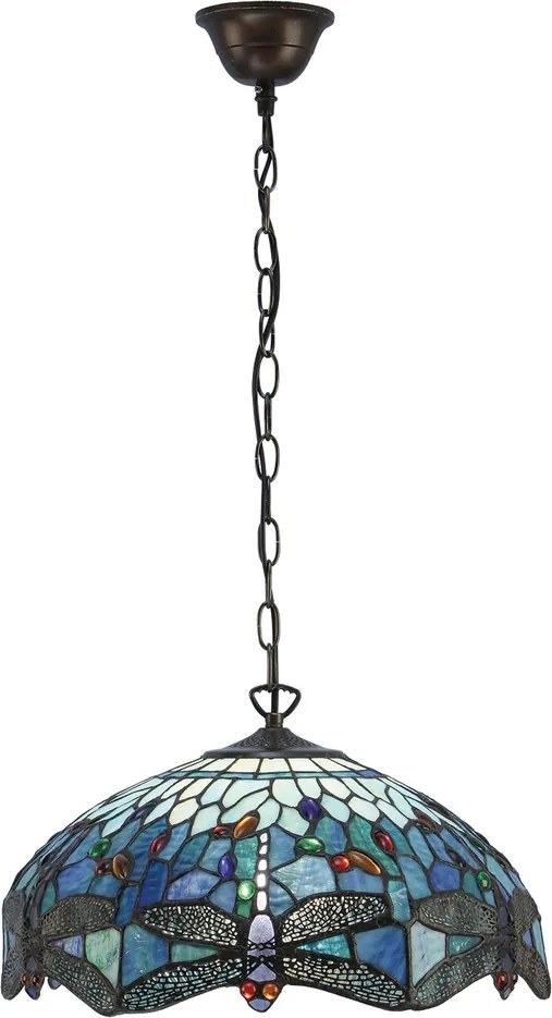 Endon klasszikus tiffany függeszték dragonfly blue sötétbarna sokszínű end64080