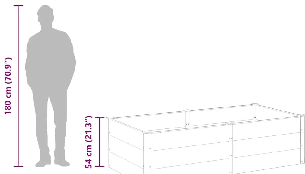 szürke WPC kerti magaságyás 200 x 100 x 54 cm