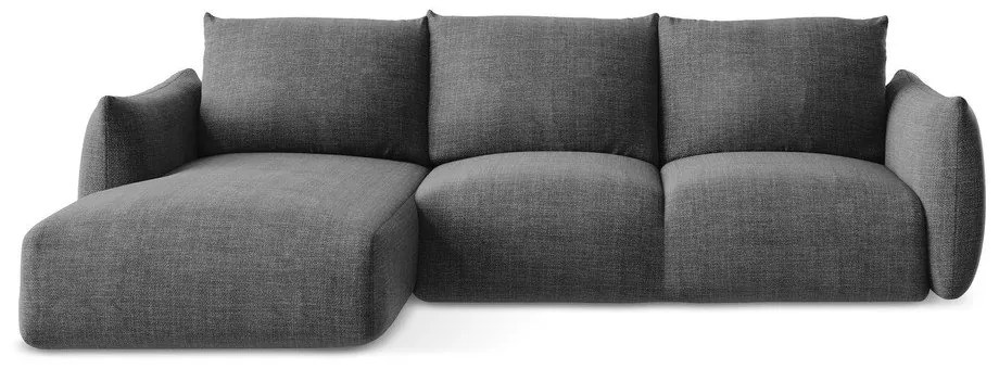 Sötétszürke kinyitható sarokkanapé (bal oldali-heverő résszel) Leila – Makamii