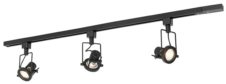 Ipari sínrendszer 3 spotlámpával, 1 fázisú fekete - Suplux