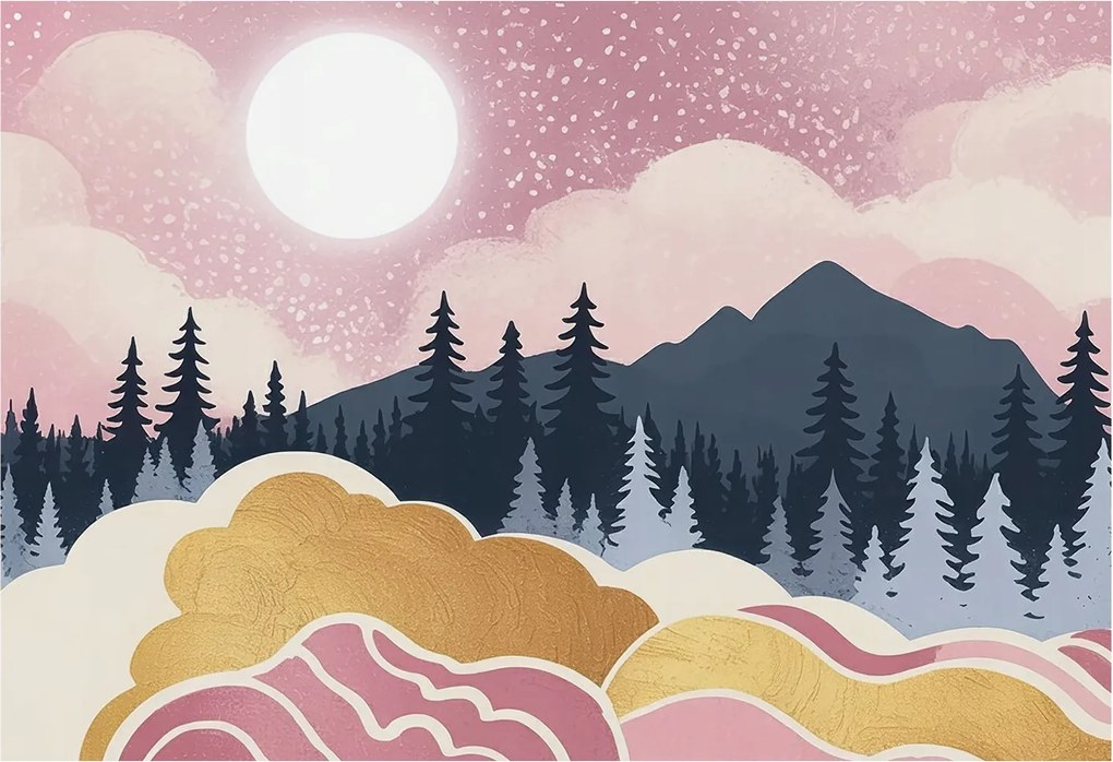 Flizelin tapéta falra Prémium Rózsaszín nyugat 152x104 Ragasztó