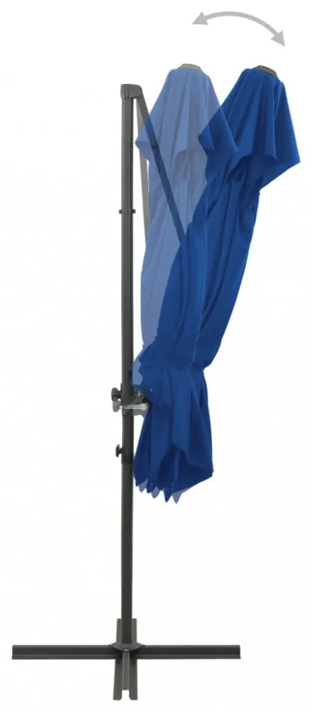 azúrkék dupla tetejű konzolos napernyő 250 x 250 cm