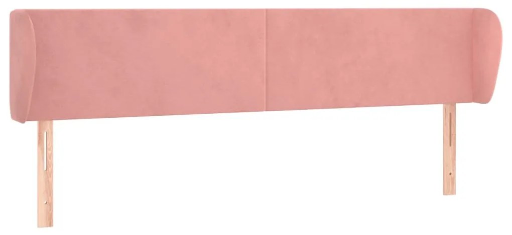 rózsaszín bársony fejtámla szárnyakkal 163x23x78/88 cm