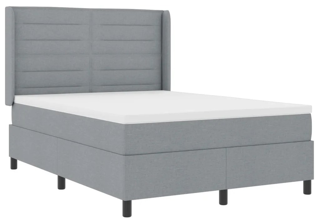 Boxspring Ágy Matrace Sötétszürke 140x200 cm Szövet