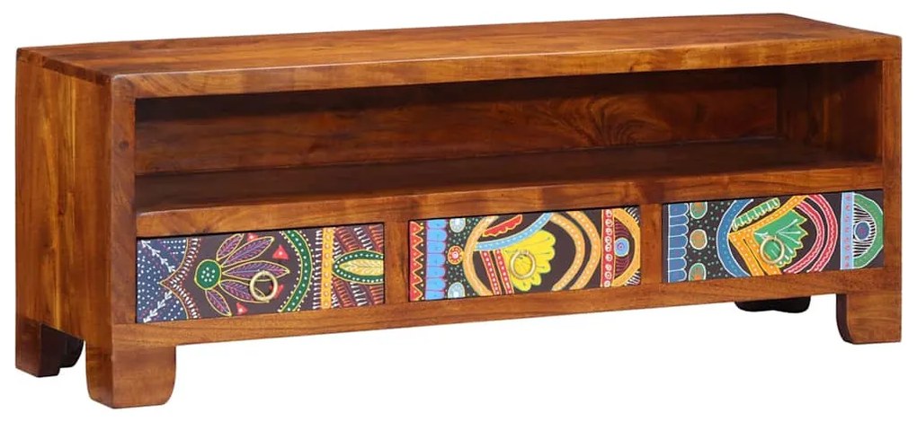 tömör akácfa többszínű TV-szekrény 110x30x40