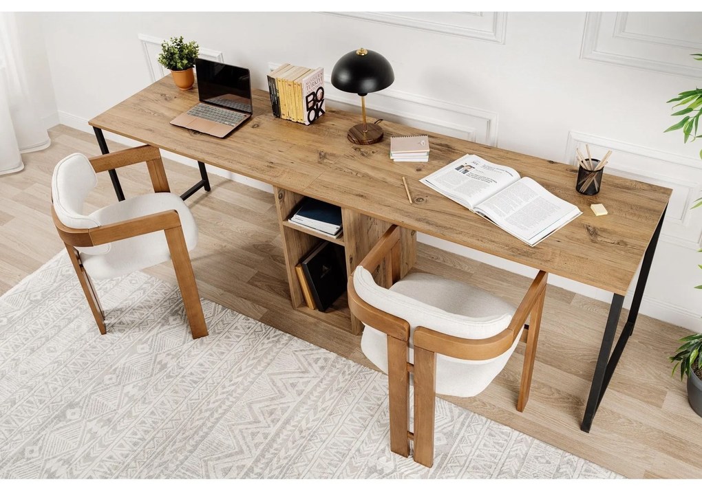 Íróasztal Twin Study Desk - Atlantic Pine, Fekete