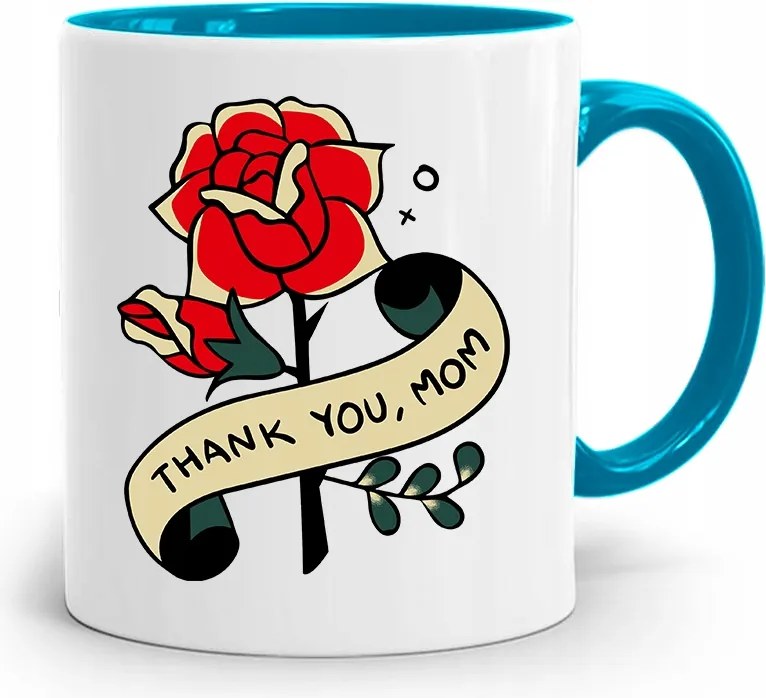 Kék Bögre Anyukáknak Thank You Mom Ajándék fényképes nyomattal