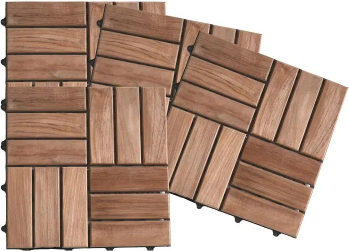 Csempe teraszlap 1 db teak fa padlópanel 1m² 30x30x2 cm