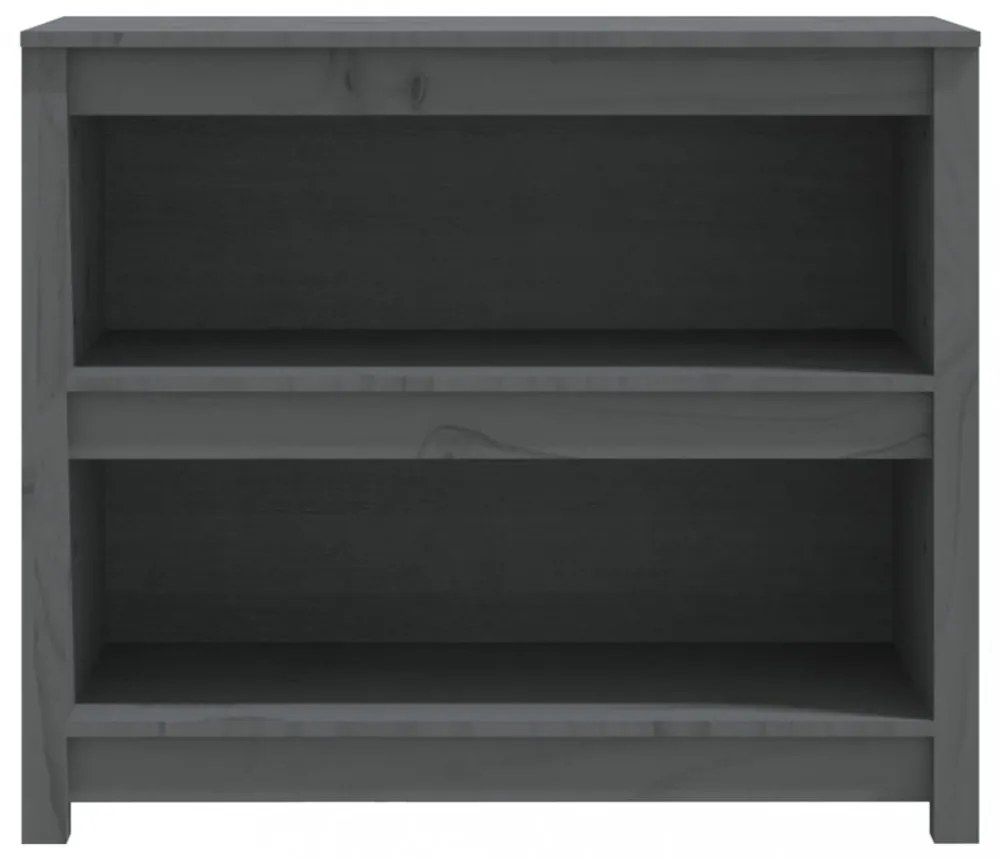 szürke tömör fenyőfa könyvszekrény 80 x 35 x 68 cm