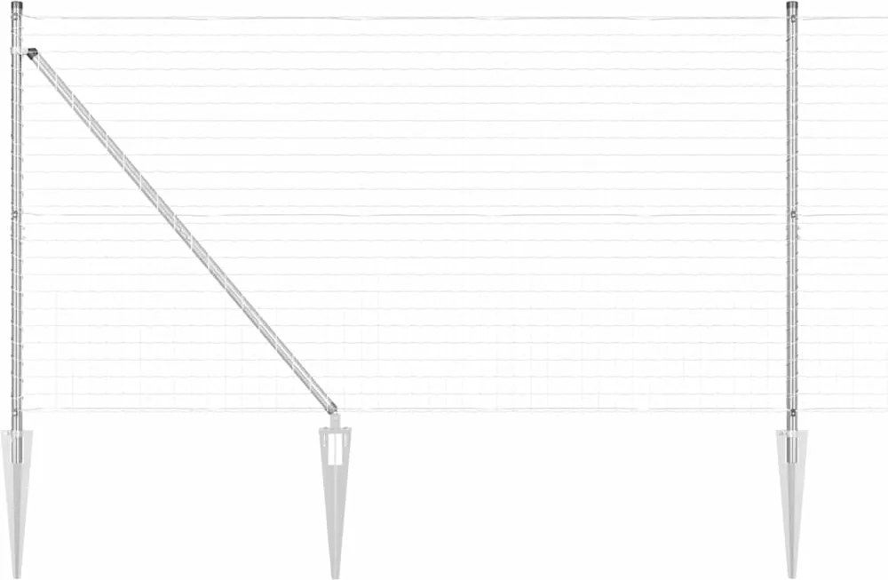 vidaXL Kerítés oszlopokkal Ezüst 1,2 x 10 m Acél