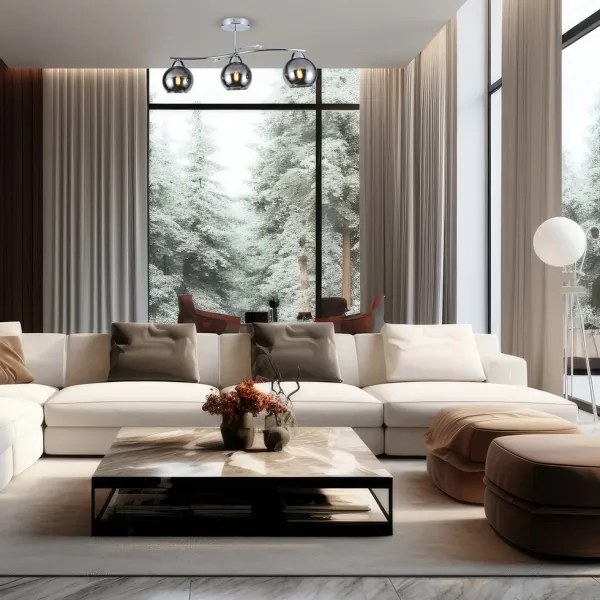 Csillár rúdon CONNOR 3xE27/15W/230V fényezett króm/szürke