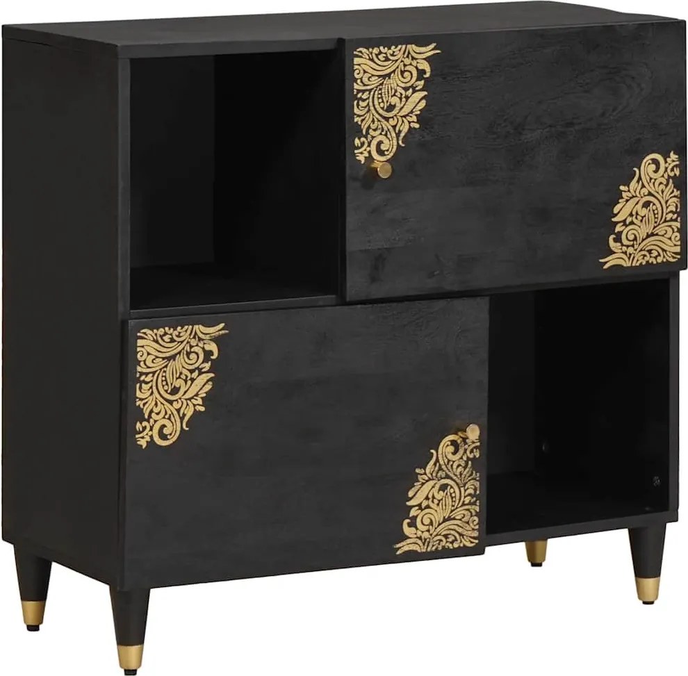 vidaXL Széf polcokkal tárolóval Fekete 80 x 33 x 75 cm Tömör Mangófát