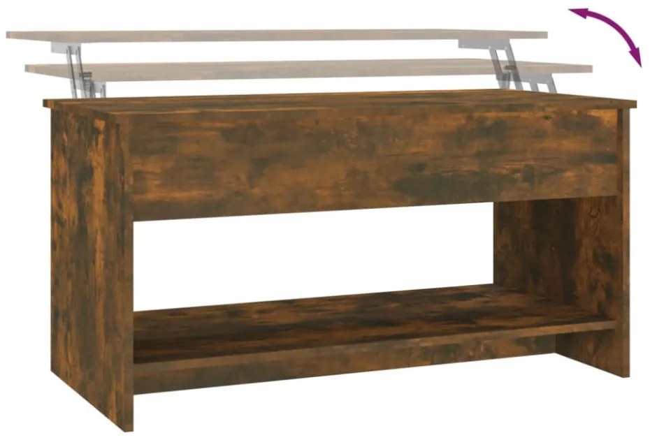 füstös tölgy színű szerelt fa dohányzóasztal 102 x 50 x 52,5 cm