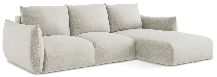 Bézs kinyitható sarokkanapé (jobb oldali-heverő résszel) Leila – Makamii