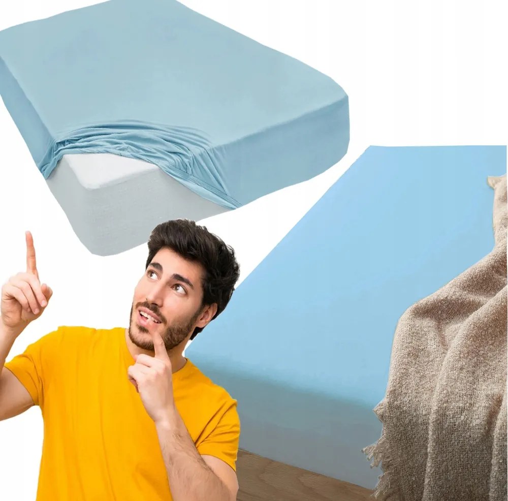 Jersey gumis lepedő pamut ágyhoz 160x200 kék, kék