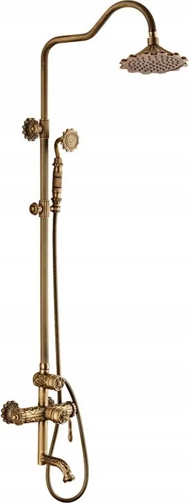 Zuhanyszett Antik Retro Kifolyócső Szálcsiszolt Arany