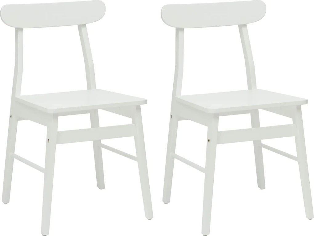vidaXL Étkezőszék 2 pcs Fehér 43 x 44,5 x 77 cm Tömör Gumi Fa