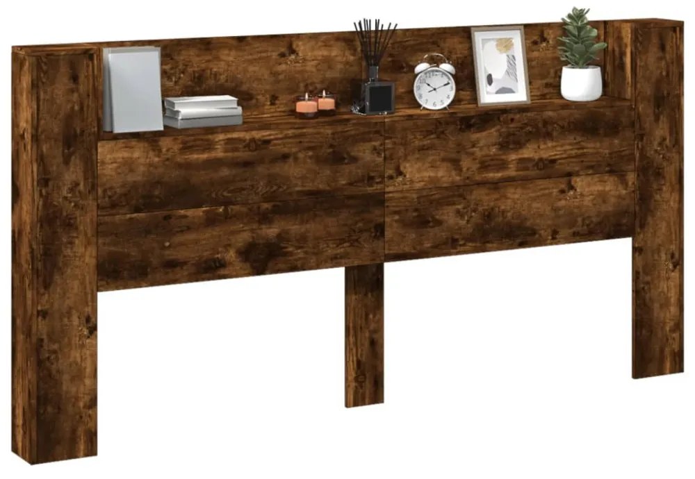 füstös tölgy színű áthidalószekrény LED-ekkel 200x16,5x103,5 cm