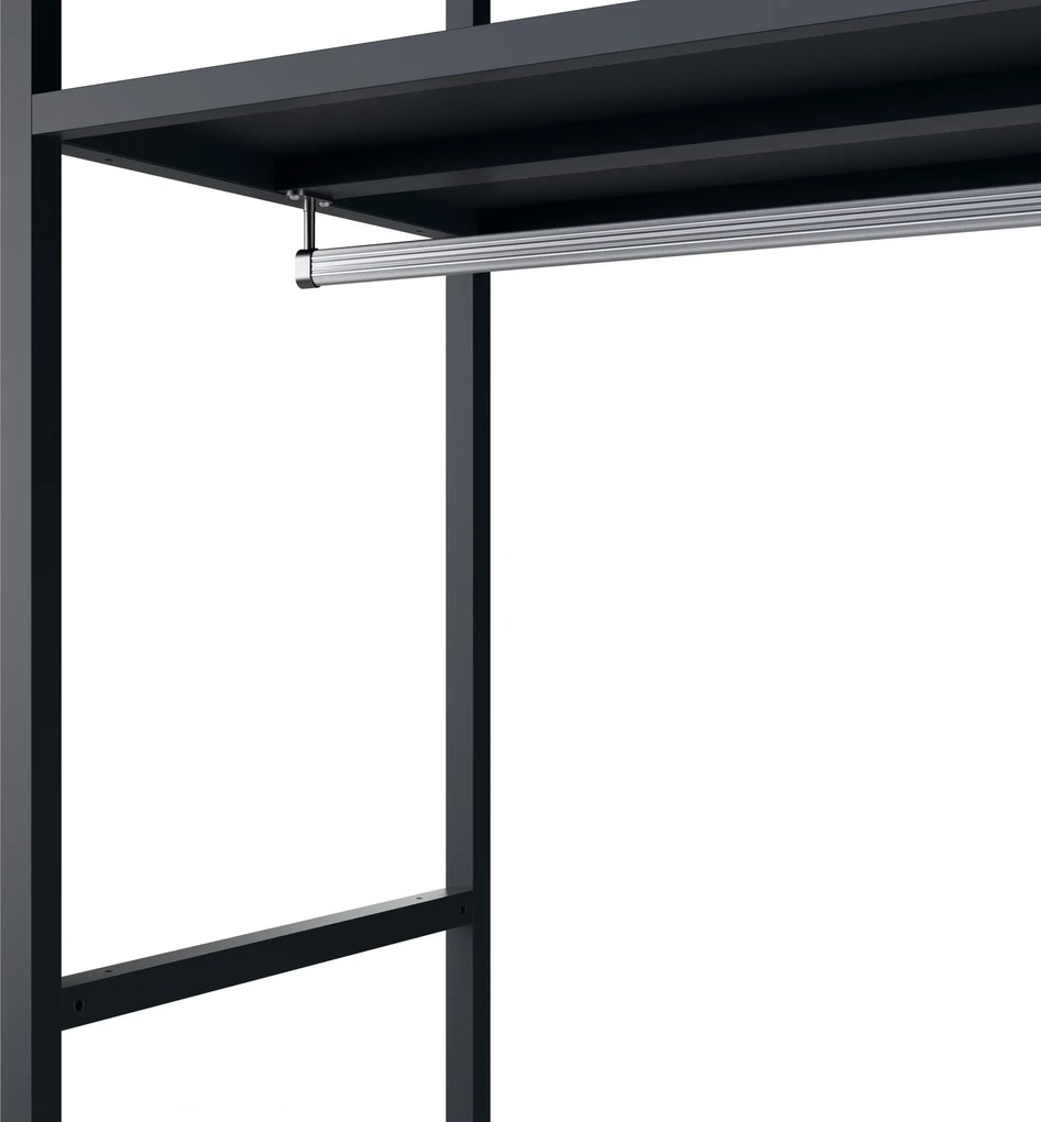 Irodai polc nyitott ruhaakasztó rúddal, recepcióra és váróterembe, fém, antracit, 800x2200x400 mm: ARIEL