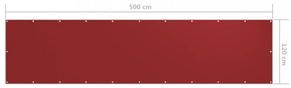 piros oxford-szövet erkélyparaván 120 x 500 cm