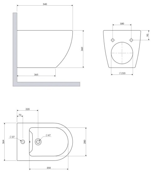 OMNIRES OTTAWACMBIBP - OTTAWA függesztett bidé, kerámia / fényes fehér