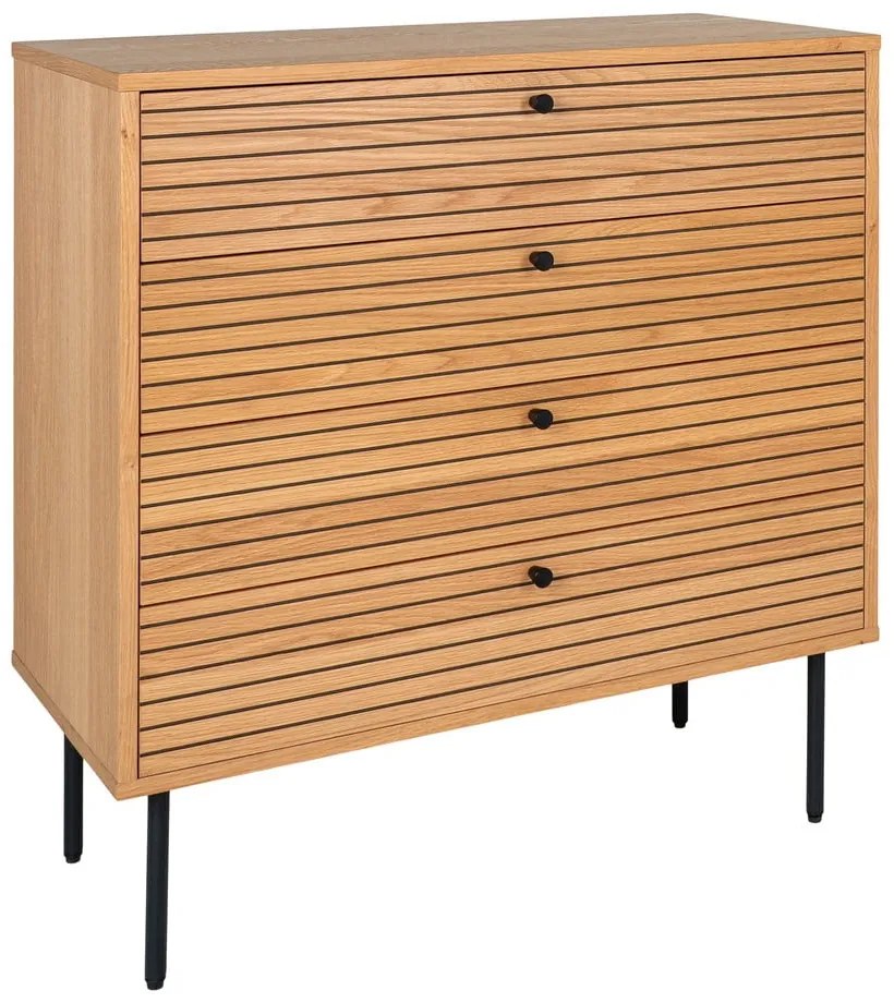 Natúr színű magas komód tölgyfa dekorral 80x85 cm Kyoto – House Nordic