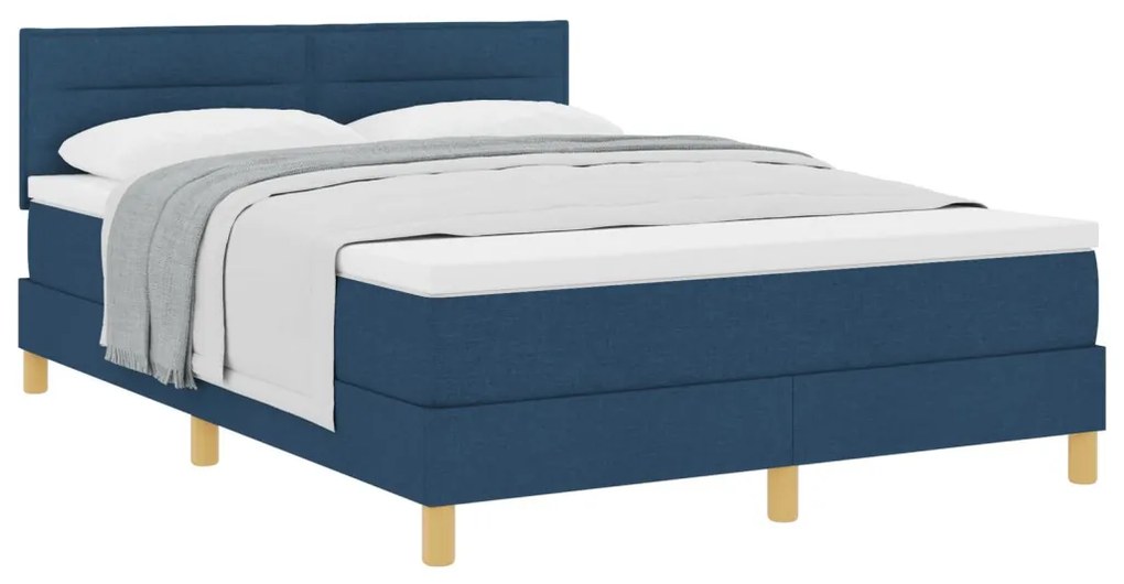 Boxspring Ágy Matraccal Kék 140x190 cm Szövet