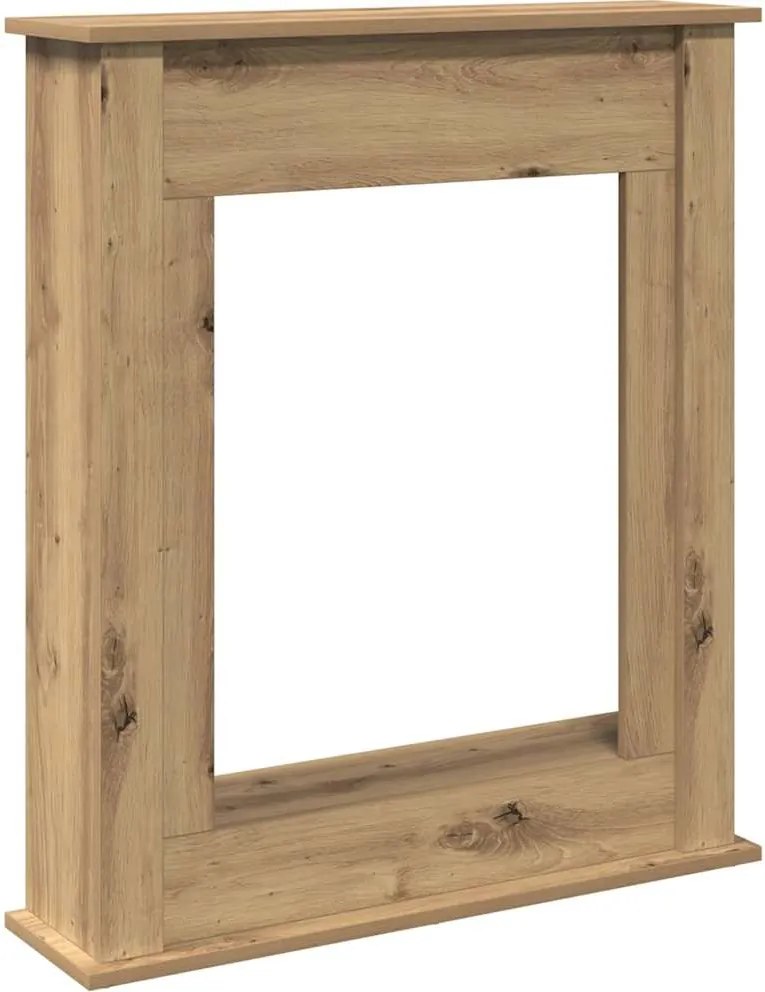 vidaXL kézműves tölgy színű szerelt fa kandallóburkolat 75x20x87,5 cm