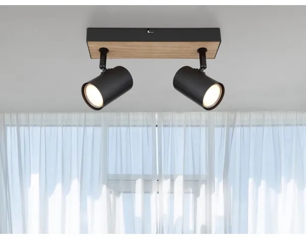 Globo 57911-2BW - Spotlámpa ROBBY 2xGU10/35W/230V fekete/barna