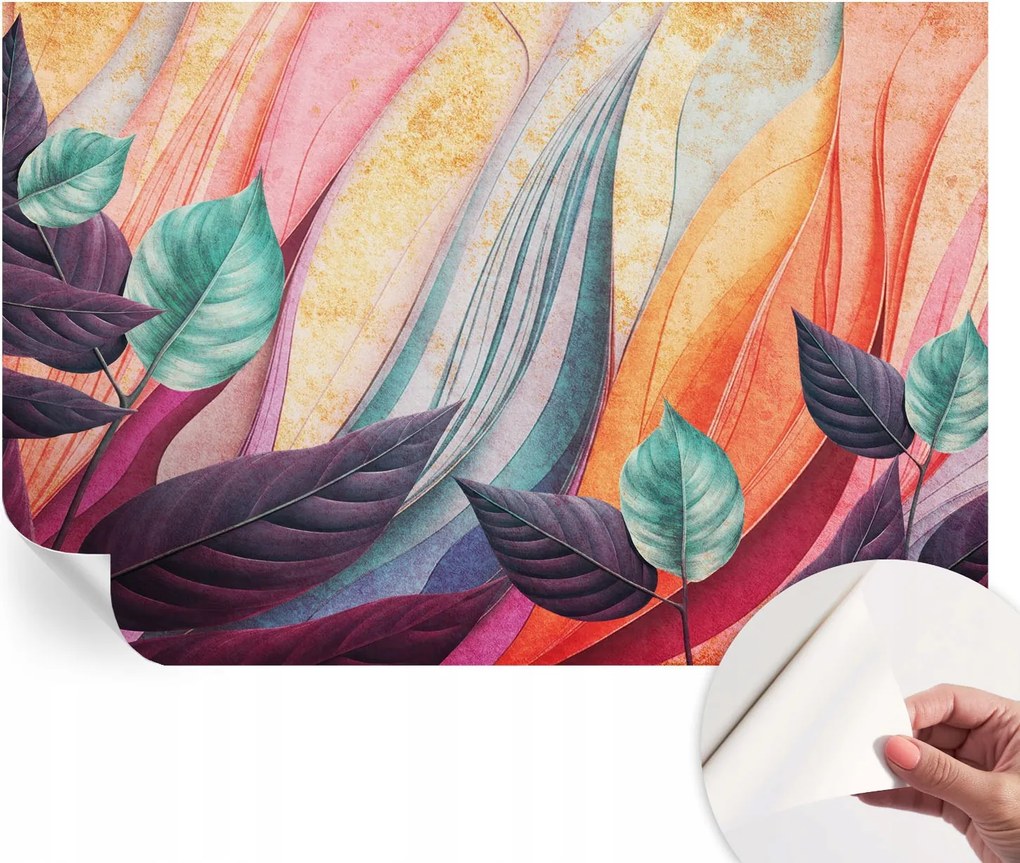 Design fali fotótapéta öntapadós absztrakt levelek 104x70