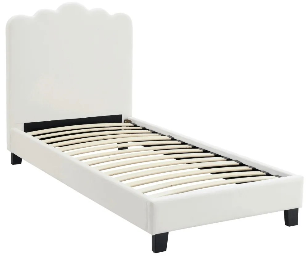 Łóżko 90x200 CRATER Kremowe Welurowe