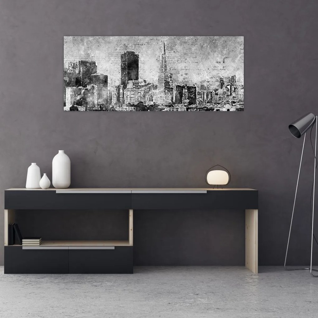 Kép - Kávé művészeti város (120x50 cm)