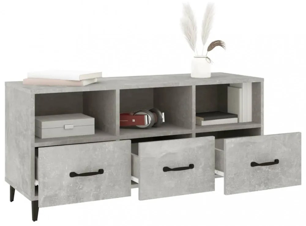 betonszürke szerelt fa TV-szekrény 102 x 35 x 50 cm