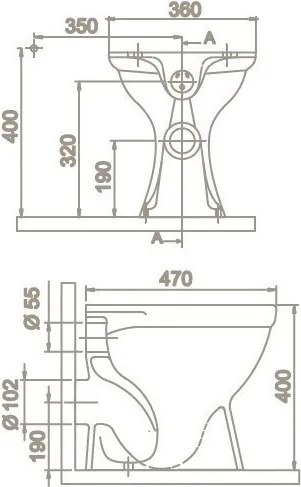 CeraStyle WC csésze - padlón álló - porcelán - HÁTSÓ kifolyású
